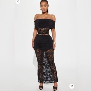 Fashion Nova Black Strapless Lace Dress
